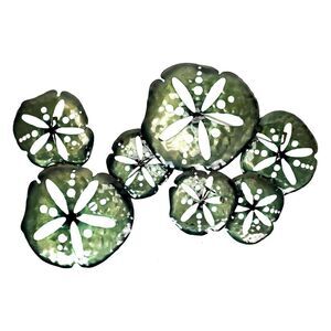 Metal Sand Dollar Wall Decor 25in Coastal Beach Nautical Iridescent Art